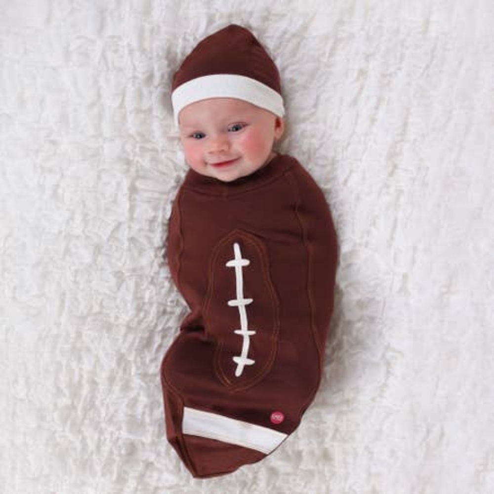 Football Baby Set - Swaddle, Hat and Card